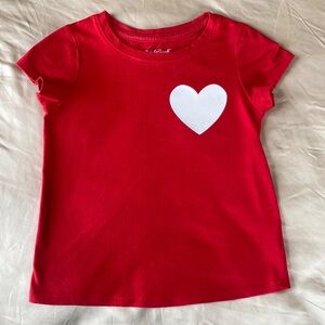 Cat & Jack Red with White Sparkle Heart T-Shirt, Size 4T